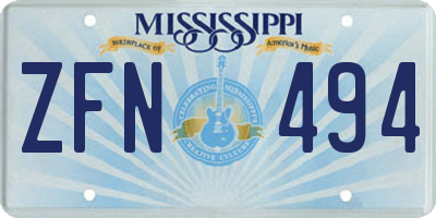 MS license plate ZFN494