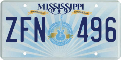 MS license plate ZFN496