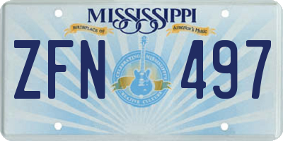 MS license plate ZFN497