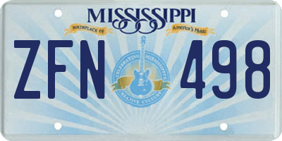 MS license plate ZFN498