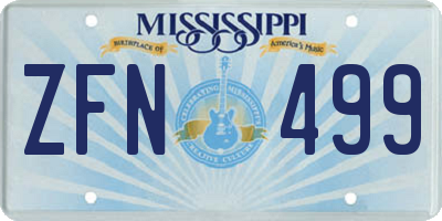 MS license plate ZFN499