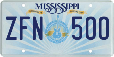 MS license plate ZFN500