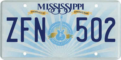 MS license plate ZFN502