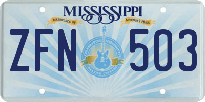 MS license plate ZFN503