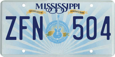 MS license plate ZFN504