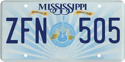 MS license plate ZFN505
