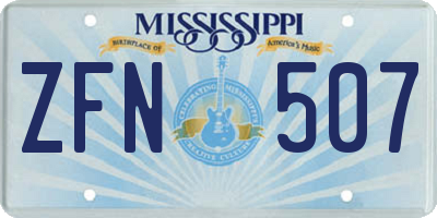 MS license plate ZFN507
