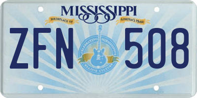 MS license plate ZFN508