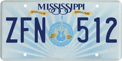 MS license plate ZFN512