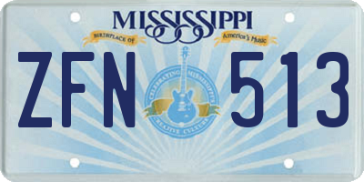 MS license plate ZFN513