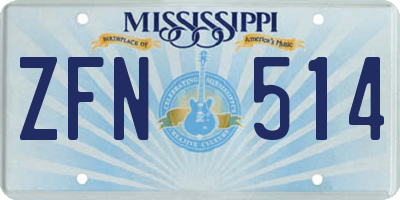 MS license plate ZFN514