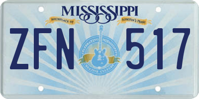 MS license plate ZFN517