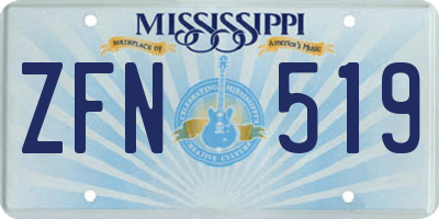 MS license plate ZFN519