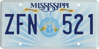 MS license plate ZFN521