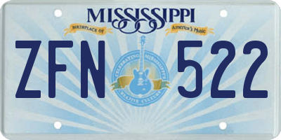 MS license plate ZFN522