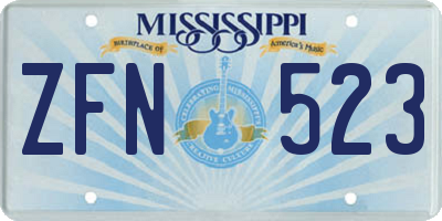 MS license plate ZFN523