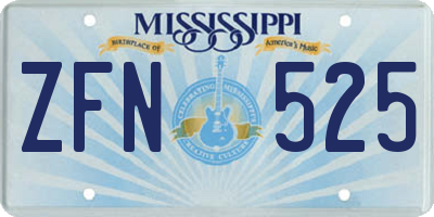 MS license plate ZFN525