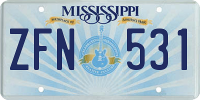 MS license plate ZFN531