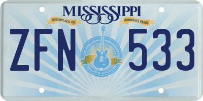 MS license plate ZFN533