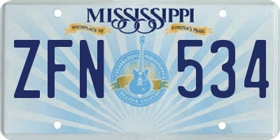 MS license plate ZFN534