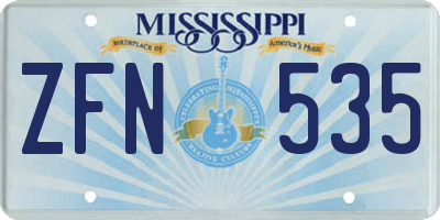 MS license plate ZFN535