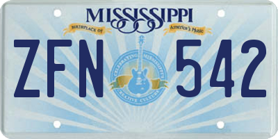 MS license plate ZFN542