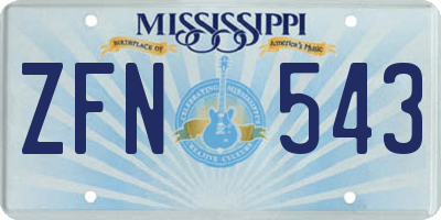 MS license plate ZFN543