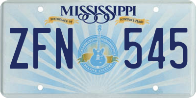 MS license plate ZFN545