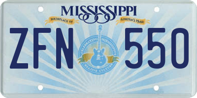 MS license plate ZFN550
