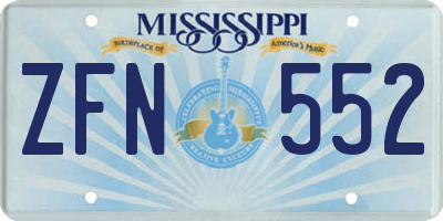 MS license plate ZFN552