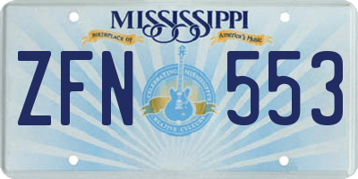 MS license plate ZFN553