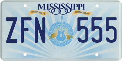 MS license plate ZFN555