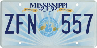 MS license plate ZFN557