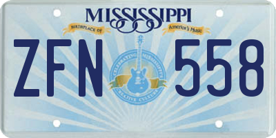 MS license plate ZFN558