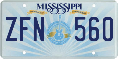 MS license plate ZFN560