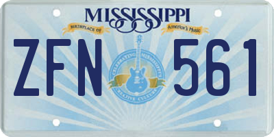 MS license plate ZFN561