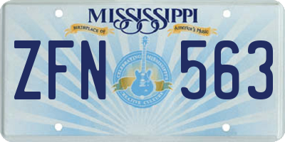 MS license plate ZFN563