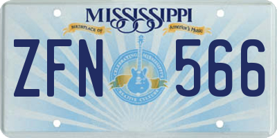 MS license plate ZFN566