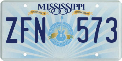 MS license plate ZFN573