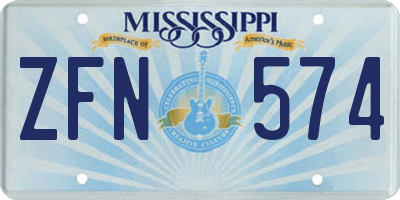 MS license plate ZFN574