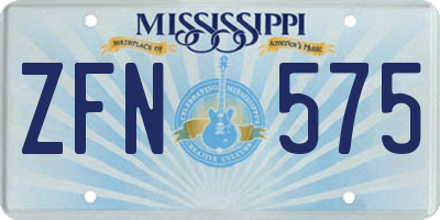 MS license plate ZFN575