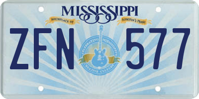 MS license plate ZFN577