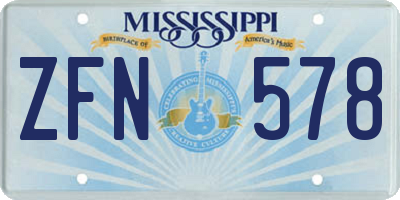 MS license plate ZFN578
