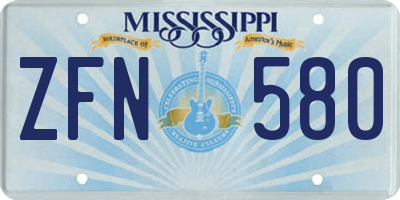 MS license plate ZFN580