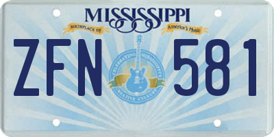 MS license plate ZFN581