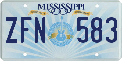 MS license plate ZFN583