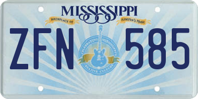 MS license plate ZFN585
