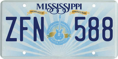 MS license plate ZFN588