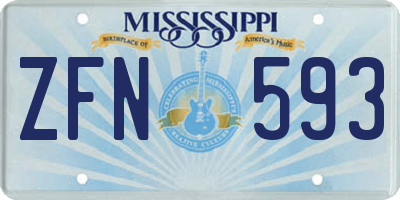 MS license plate ZFN593