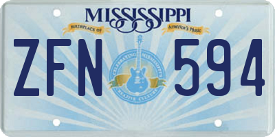MS license plate ZFN594